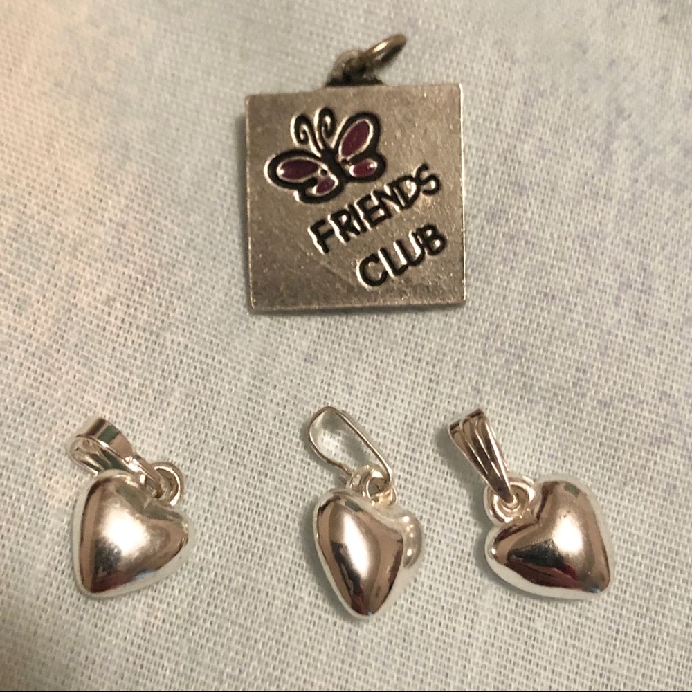 Four charms, 3 hearts and 1 Friends Club